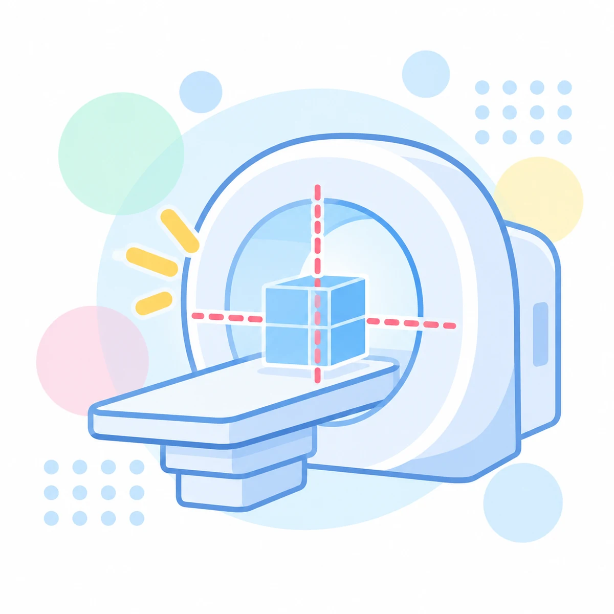 位置合わせ用ファントムを載せた計画CTのイラスト